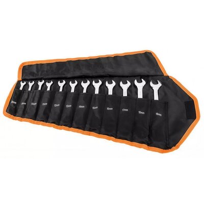 Klucze płasko oczkowe z grzechotką i przełącznikiem, zestaw 12 szt., 8 - 19 mm, miękkie etui NEO 09-345
