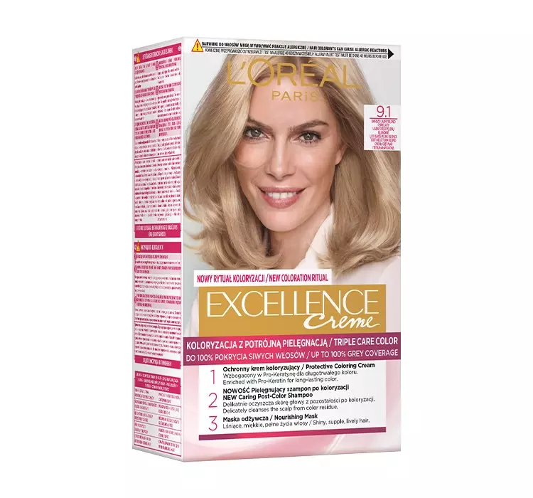 Loreal Paris Excellence Creme 9,1 Bardzo jasny blond popielaty