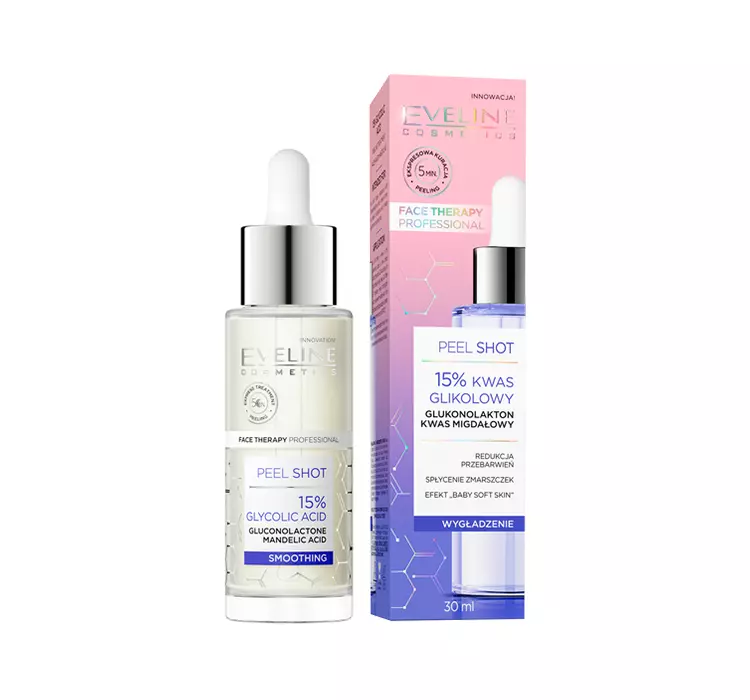 EVELINE Face Therapy Professional Peel Shot Kuracja wygładzająca - 15% Kwas Glikolowy, 30ml