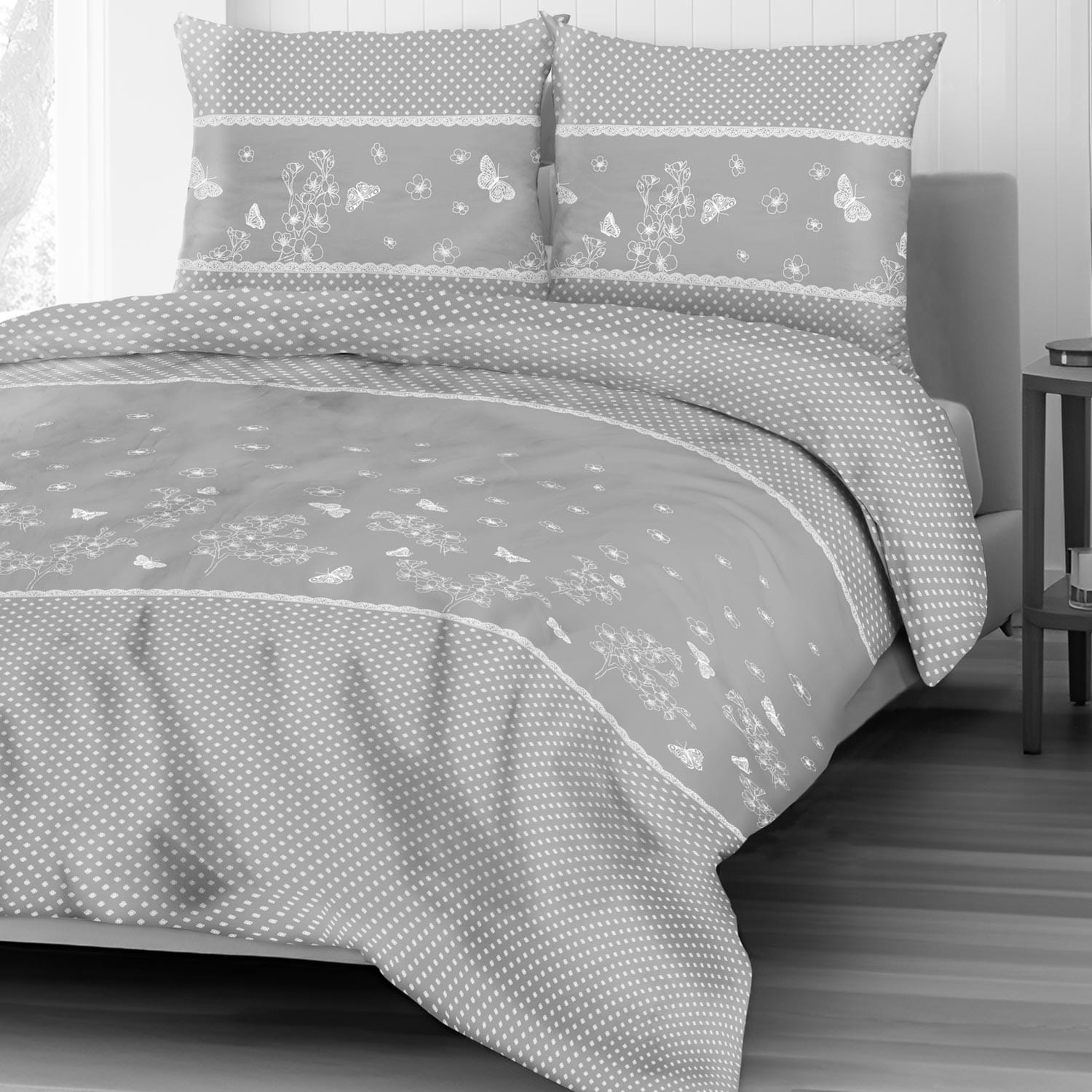 Pościel 180x200 z flaneli Azara Grey szara Darymex