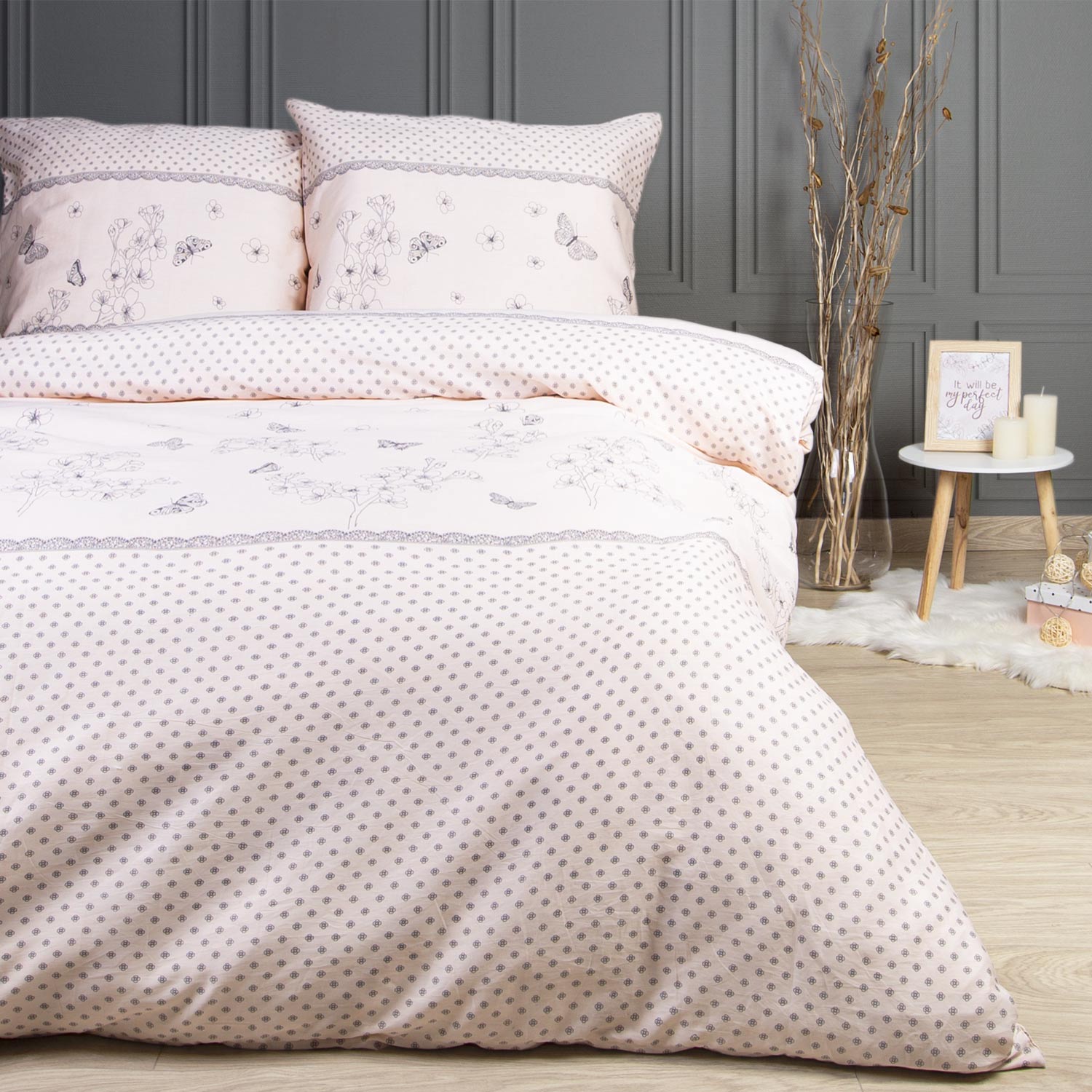Pościel 160x200 flanelowa Azara Pink różowa Darymex