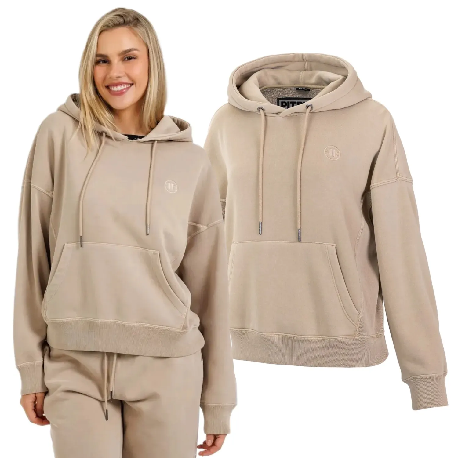 Bluza damska z kapturem Pit Bull Washed Manzanita '24 - Piaskowa