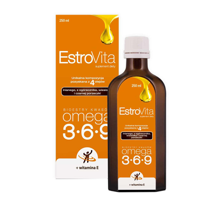 SKOTAN EstroVita Omega 3-6-9 + witamina E Płyn, 250ml