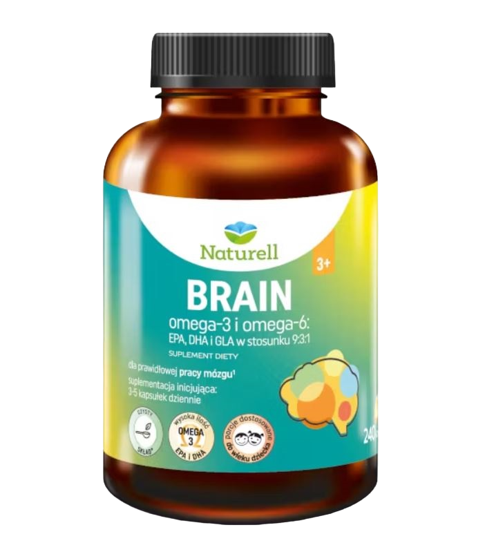 Suplement diety, NATURELL Brain, kwasy Omega, na pracę mózgu 240 kapsułek