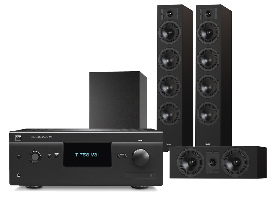 NAD T 758 V3i (czarny) + Diva 6 + 7 + BASSO 880 (czarny)