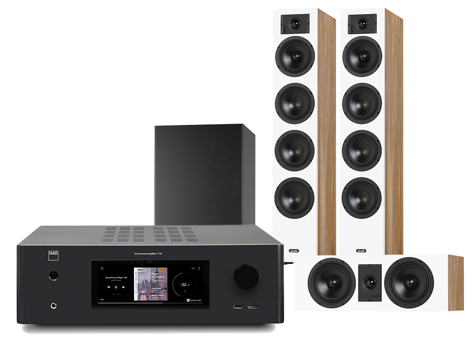 NAD T 778 (czarny) + Diva 6 + 7 (dąb) + BASSO 880 (czarny)