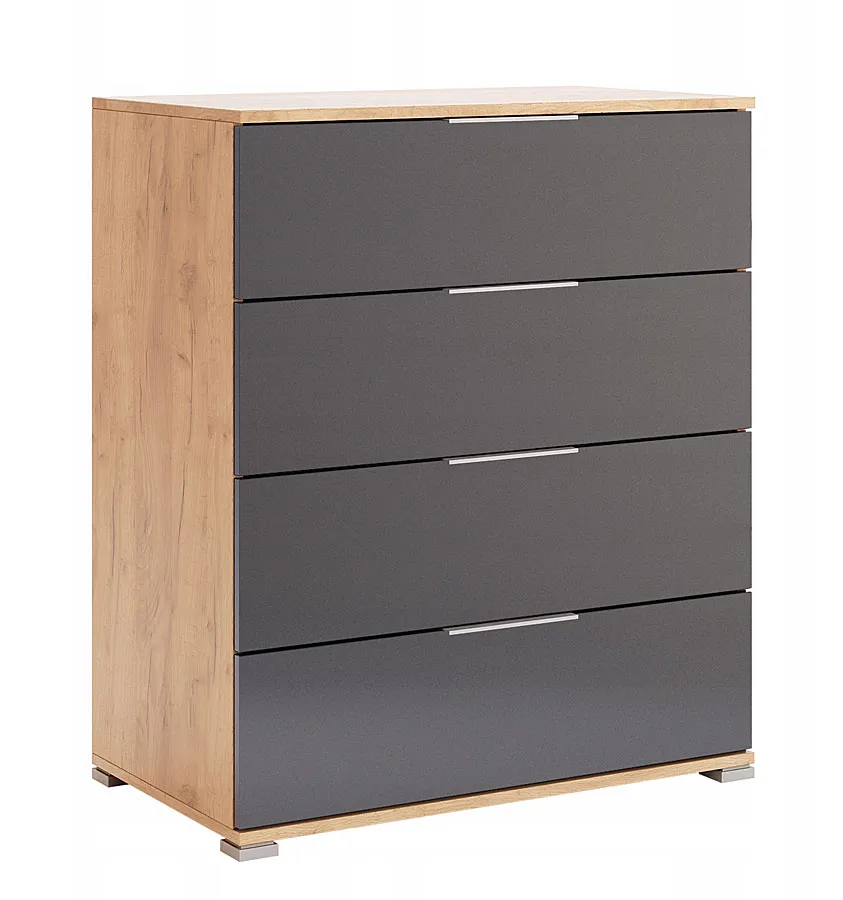 Komoda z 4 szufladami dąb craft + lava mat F7-S94