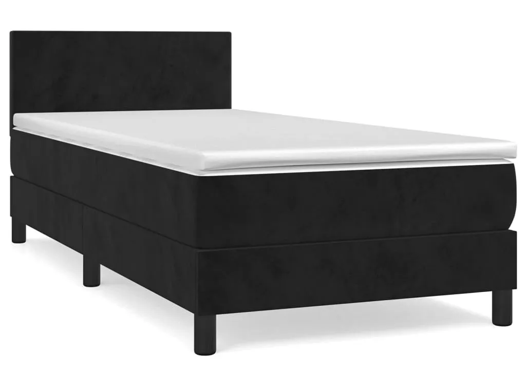 Kontynentalne czarne łóżko z materacem 90x200 L6-P81