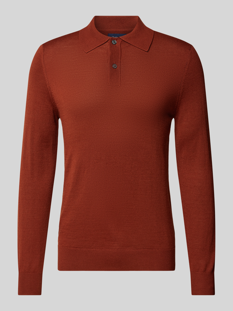 Sweter z dzianiny o kroju slim fit z kołnierzykiem polo