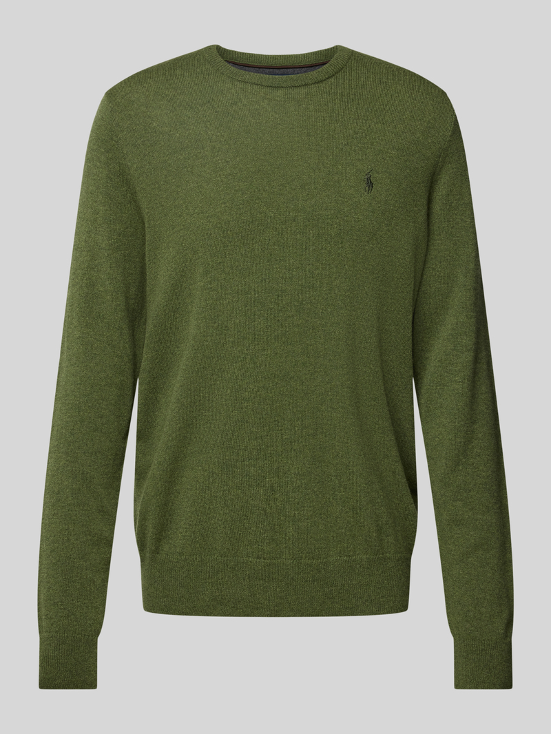 Sweter z dzianiny z wełny lana z okrągłym dekoltem