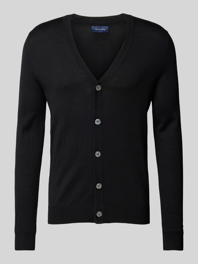 Kardigan o kroju slim fit z mieszanki wełny z dekoltem w serek