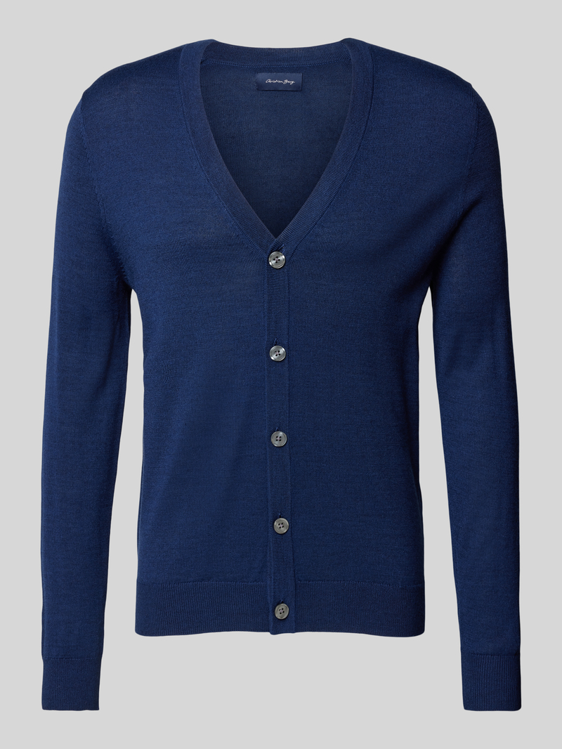 Kardigan o kroju slim fit z mieszanki wełny z dekoltem w serek