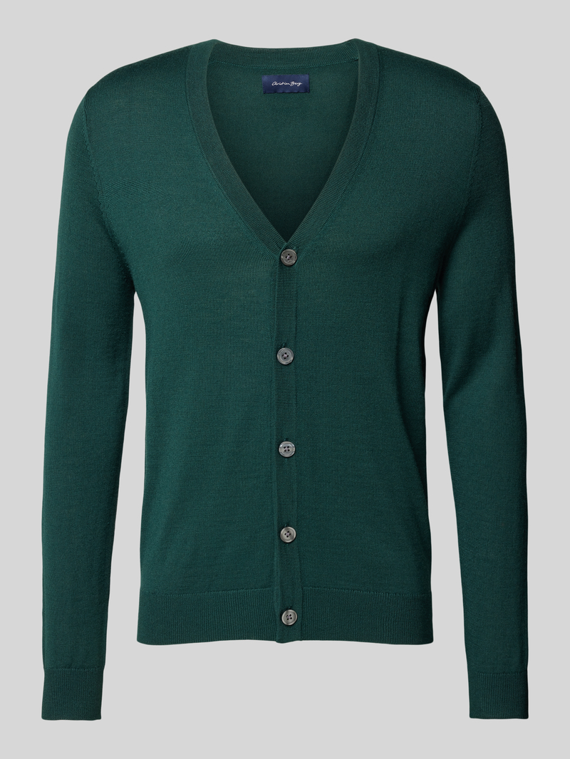 Kardigan o kroju slim fit z mieszanki wełny z dekoltem w serek