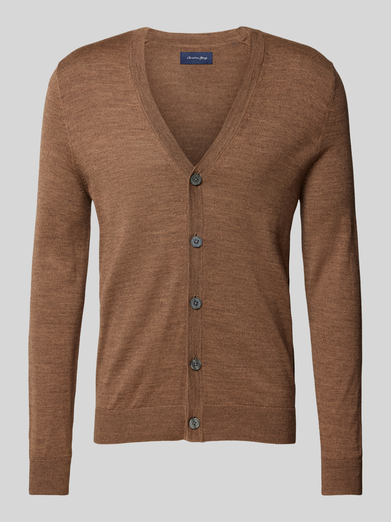 Kardigan o kroju slim fit z mieszanki wełny z dekoltem w serek