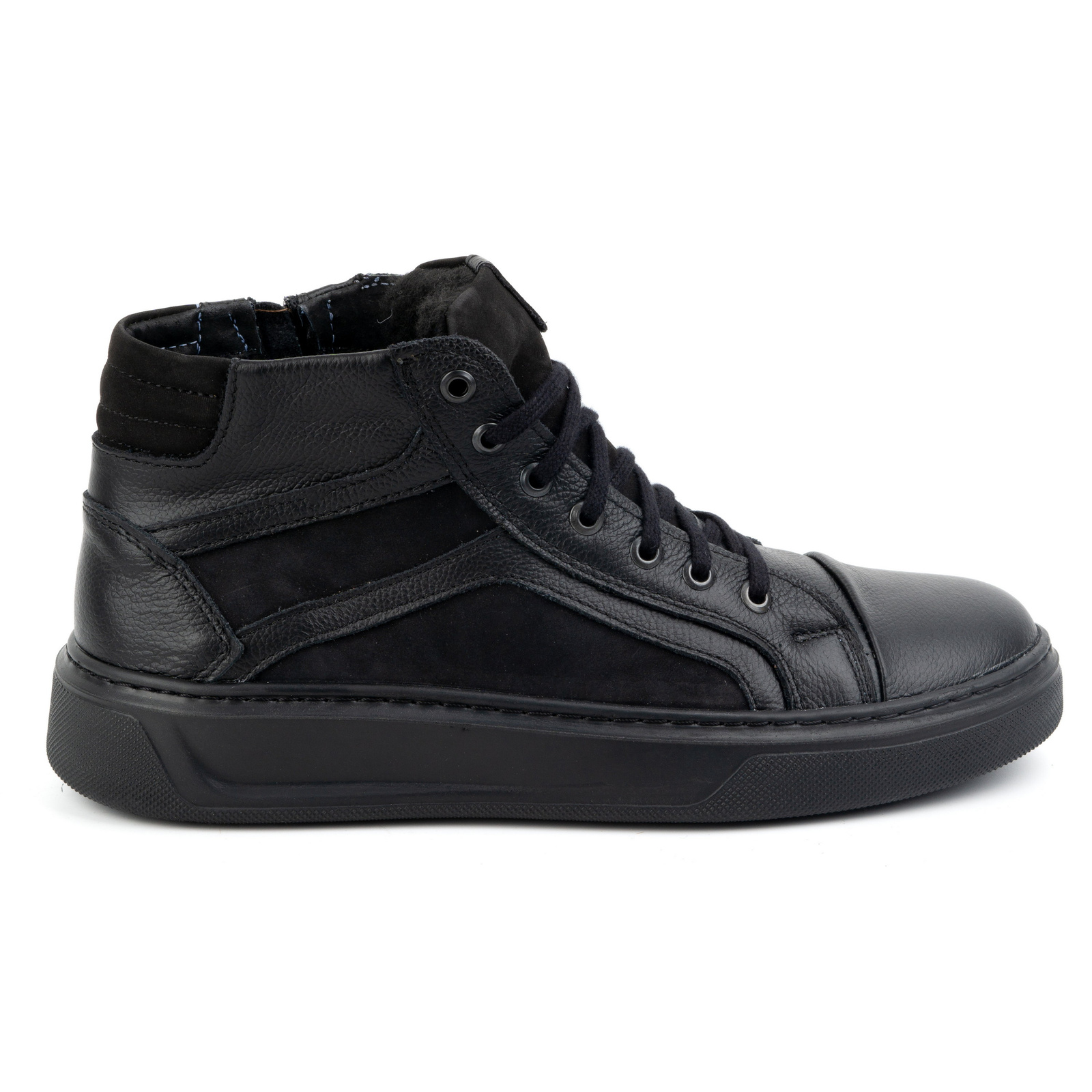 Buty męskie skórzane zimowe sneakersy 886K CZARNE - KOMODO
