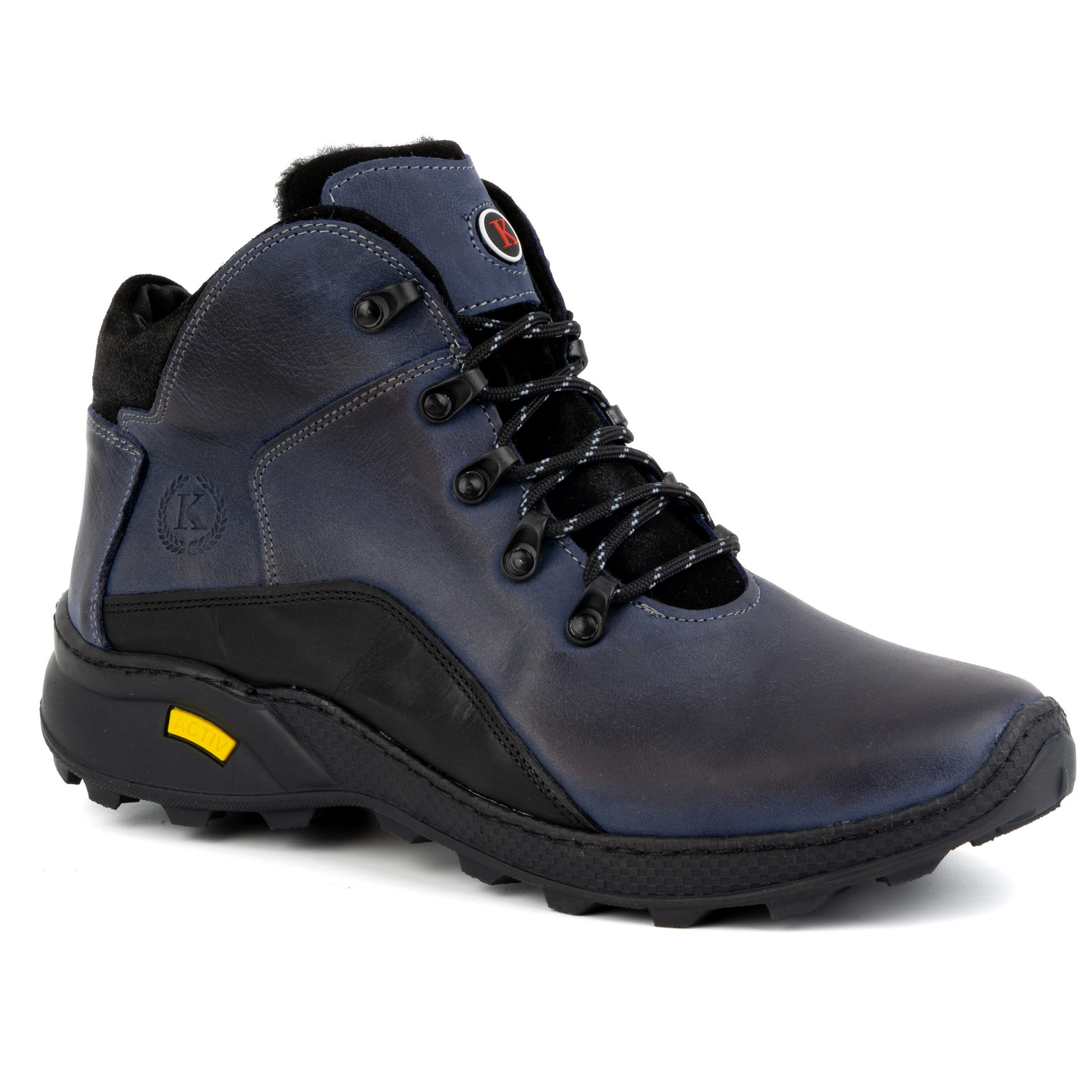 Buty męskie trzewiki skórzane zimowe 903K granatowe - KOMODO