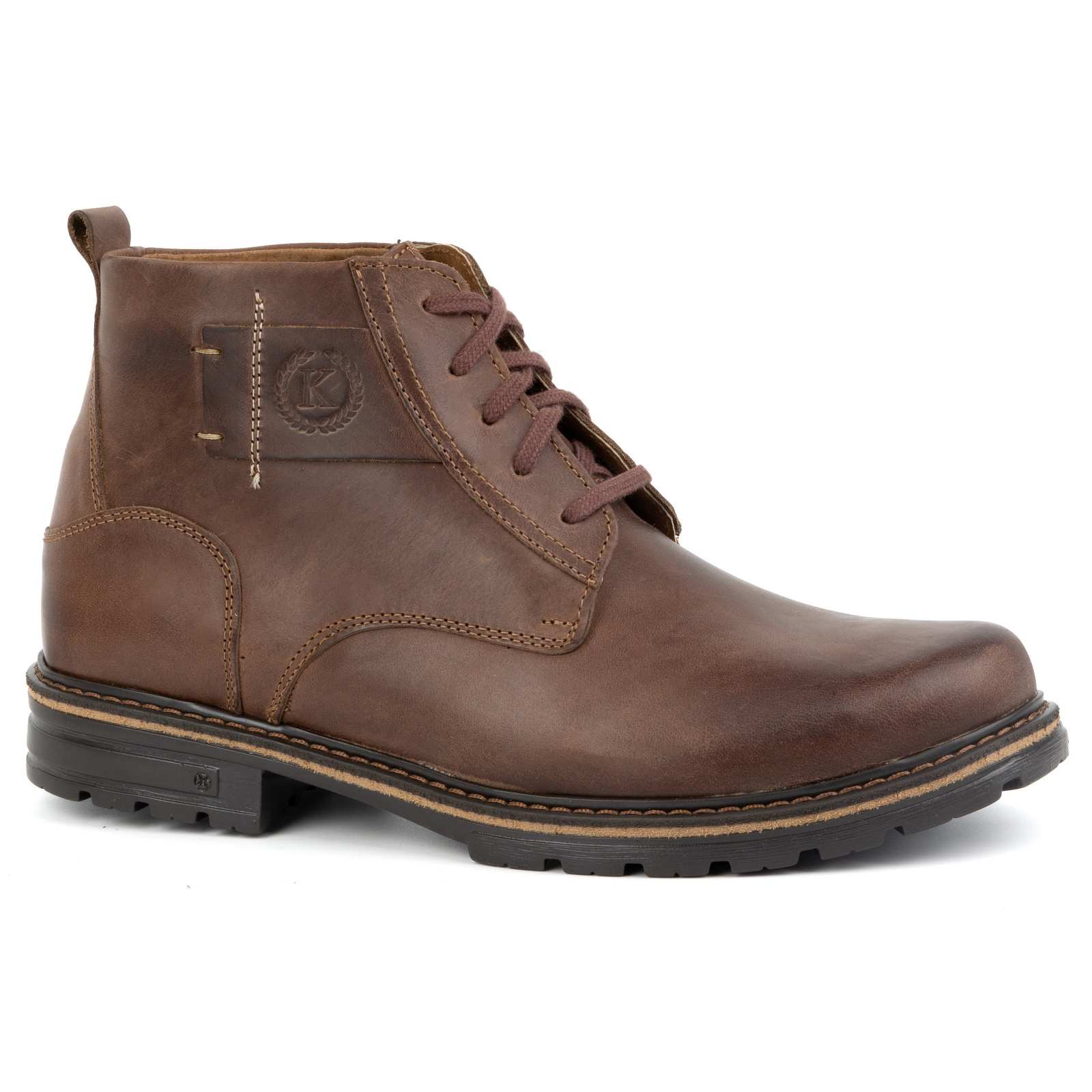 Buty męskie trzewiki skórzane zimowe 935K BRĄZ - KOMODO