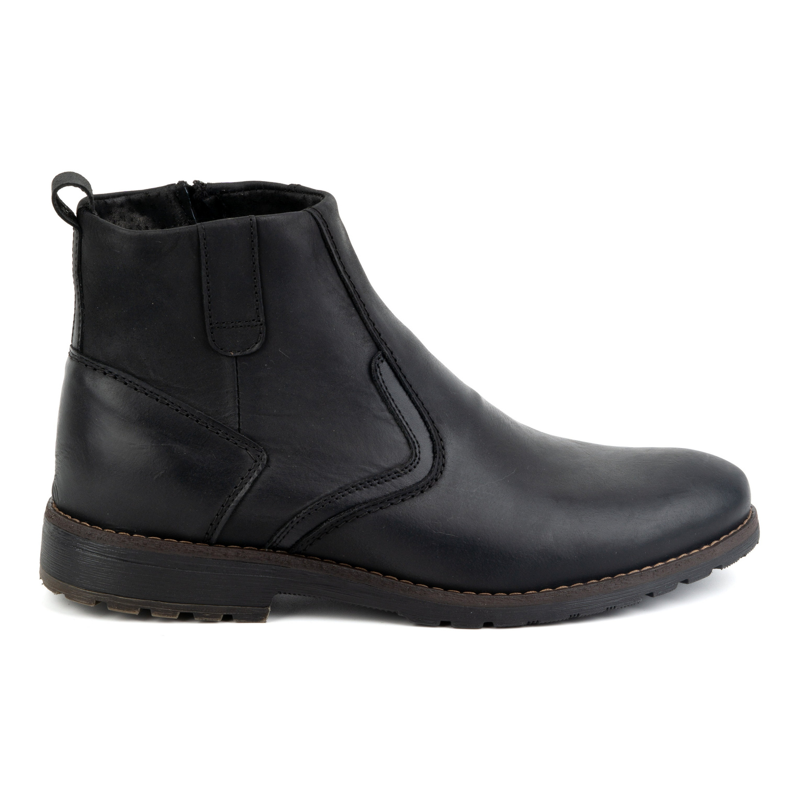 Buty męskie trzewiki skórzane zimowe 924K czarne - KOMODO