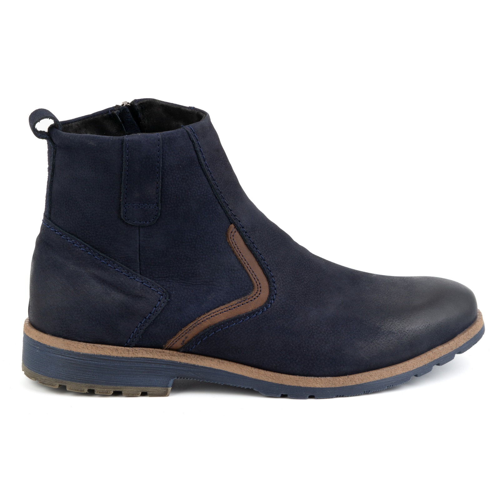 Buty męskie trzewiki skórzane zimowe 924K granatowe - KOMODO