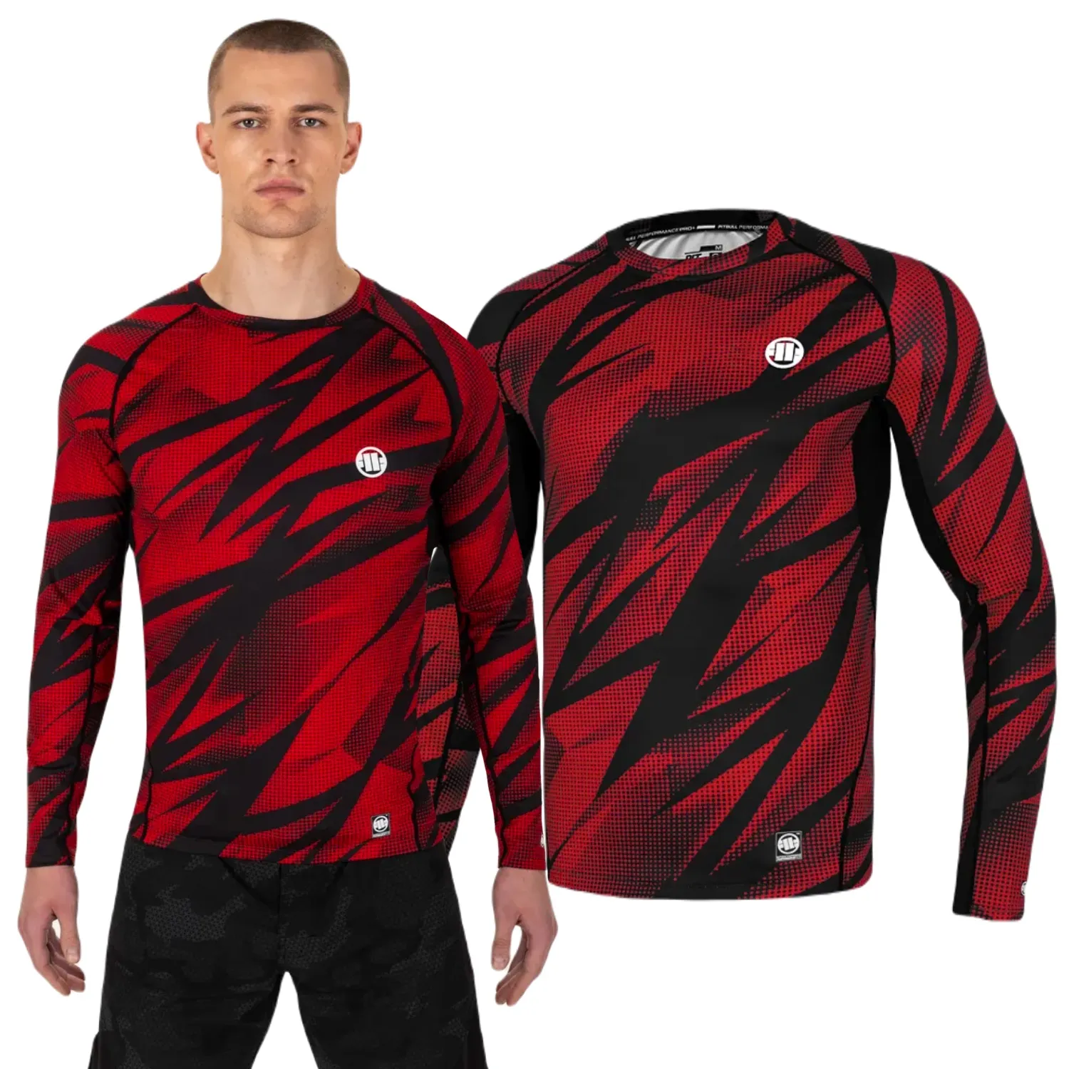 Longsleeve Rashguard Pit Bull Performance Pro plus Dot Camo II - Czerwony