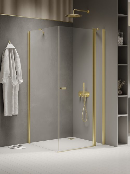 Złota kabina prysznicowa prostokątna 80x70 K-4367 New Soleo Light Gold New Trendy