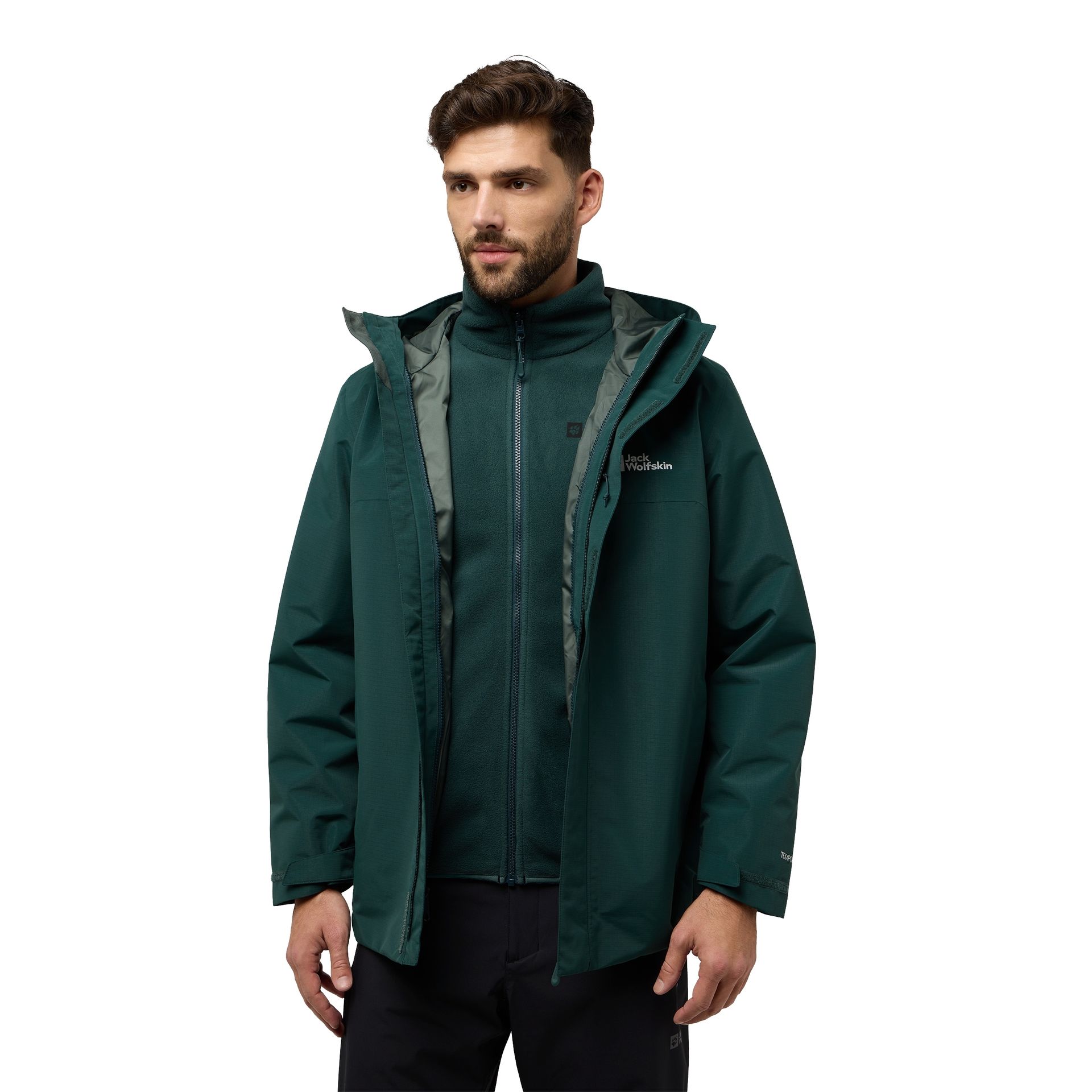 Męska kurtka 3w1 Jack Wolfskin ALTENBERG 3IN1 JKT M black olive - S