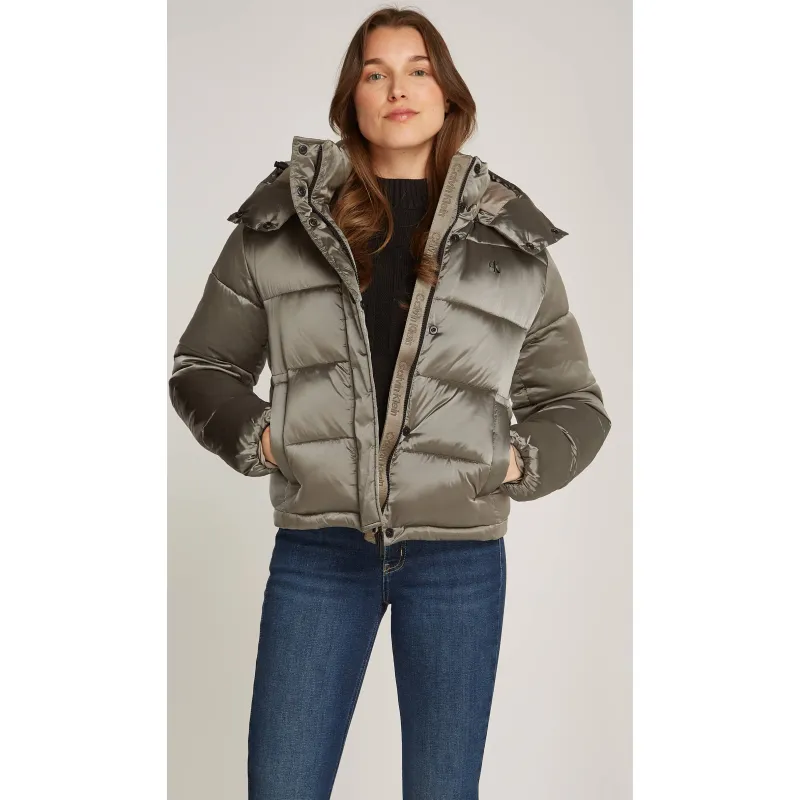 CALVIN KLEIN JEANS Satynowa kurtka | Regular Fit