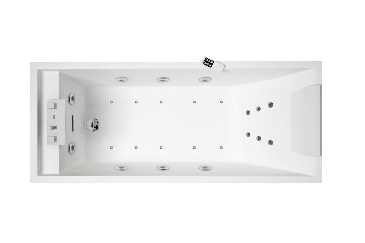 Novellini Sense 3 170x75 cm Wanna z hydromasażem Dynamic Plus prostokątna biała błyszcząca SENN17075T6-A0K