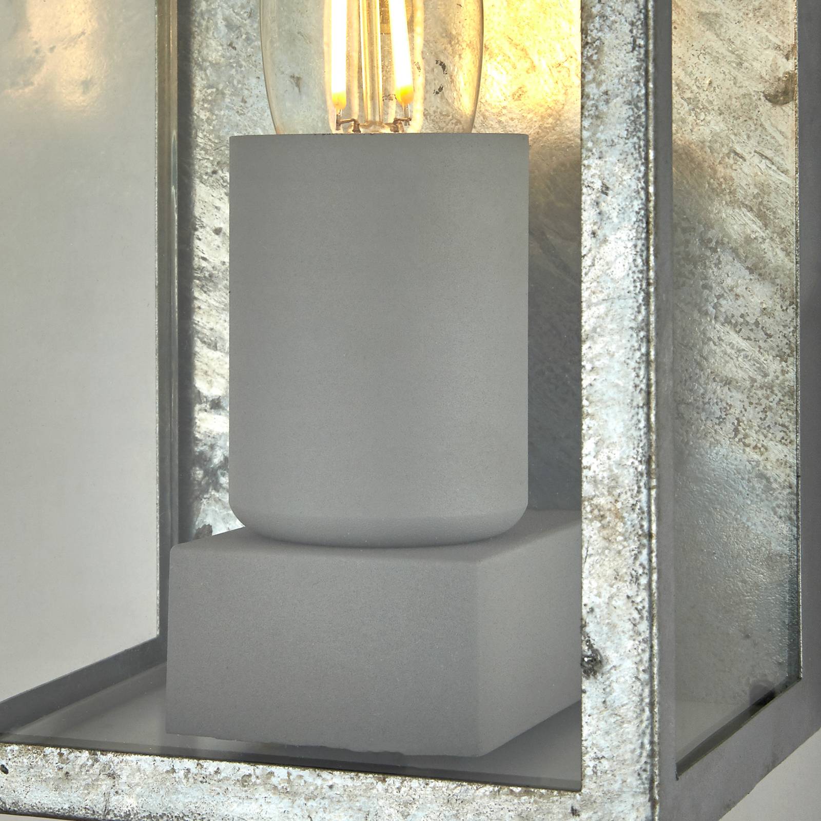 Searchlight Kinkiet zewnętrzny Box II, kolor srebrny, szkło, E27, IP44