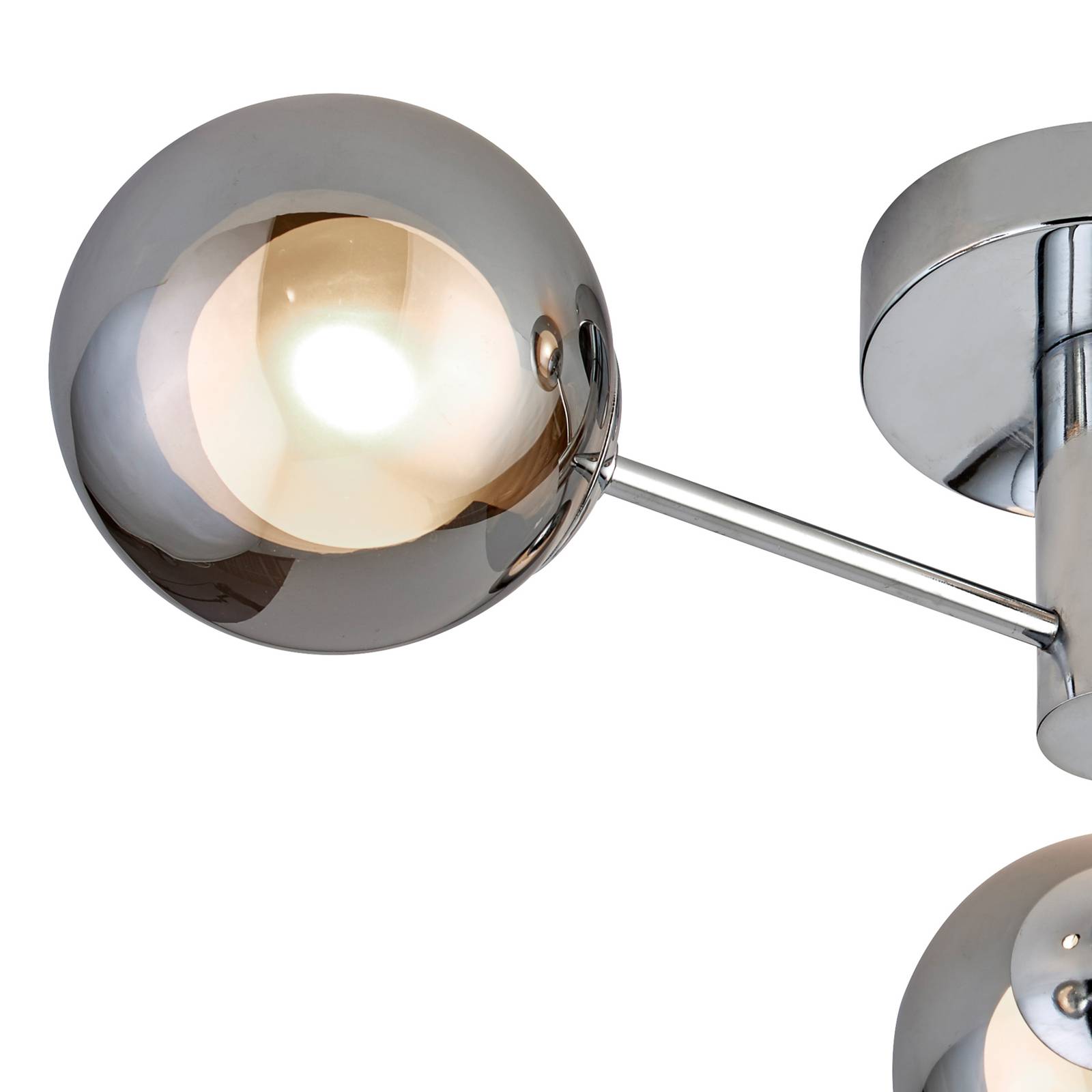 Searchlight Lampa sufitowa Oscar, chrom/dymny, szkło, 3-punktowa, G9