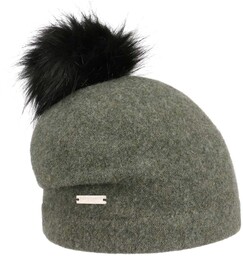 Czapka z Sukna Wełnianego Tamisa Pompon by Seeberger, zielony, One Size