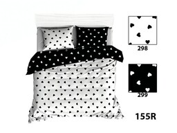 Extrapościel Pościel bawełniana 180x200 R155 czarna biała serduszka