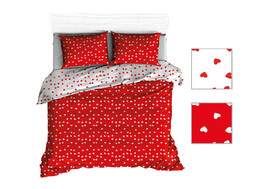Extrapościel Pościel bawełniana 140x200 R132 biała czerwona serca serduszka 314D 315D