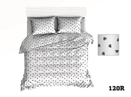 Extrapościel Poszwa bawełniana 160x200 R120 biała serca serduszka szare