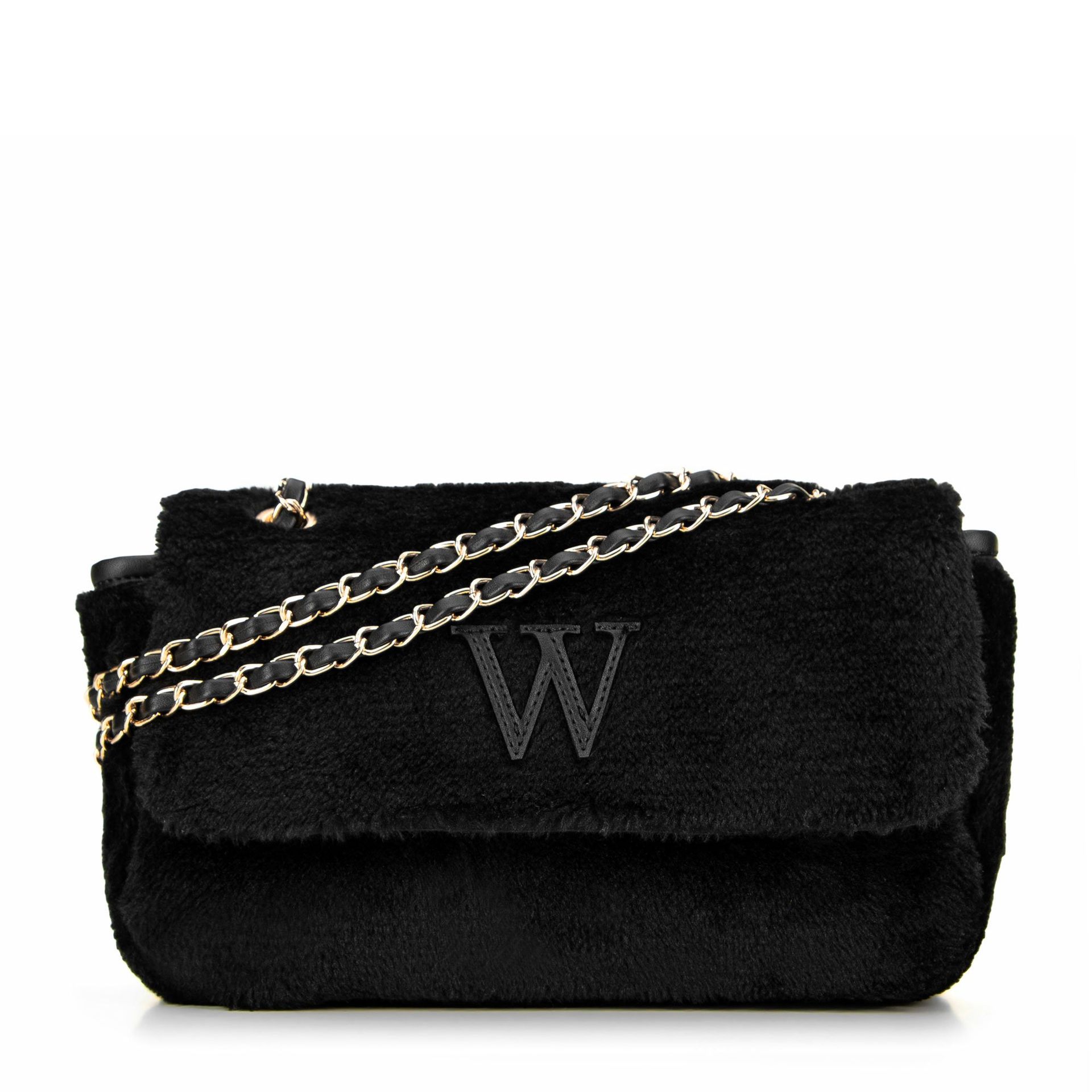 Damska torebka crossbody z futerkiem czarna