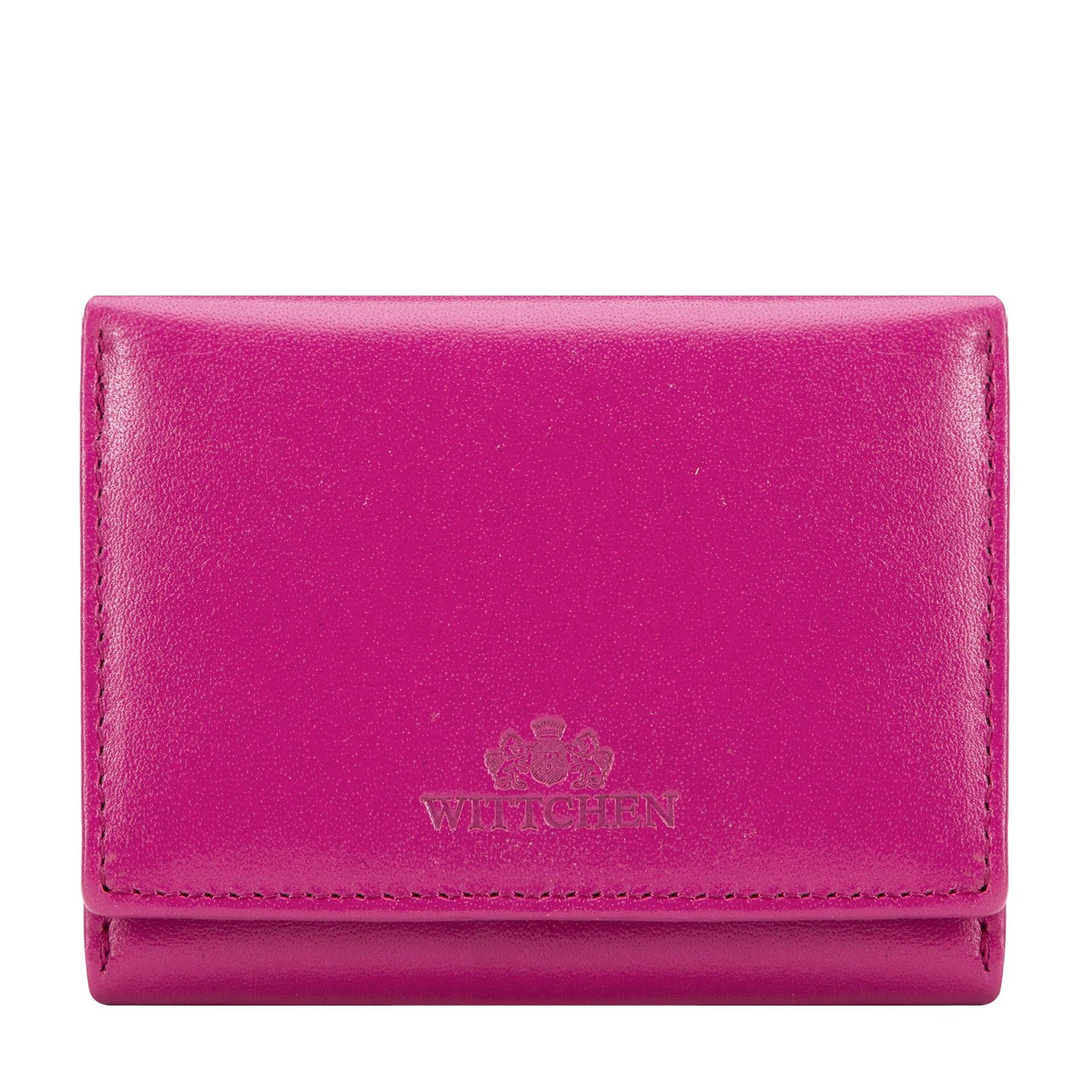 Damski portfel z gładkiej skóry mały fuksja