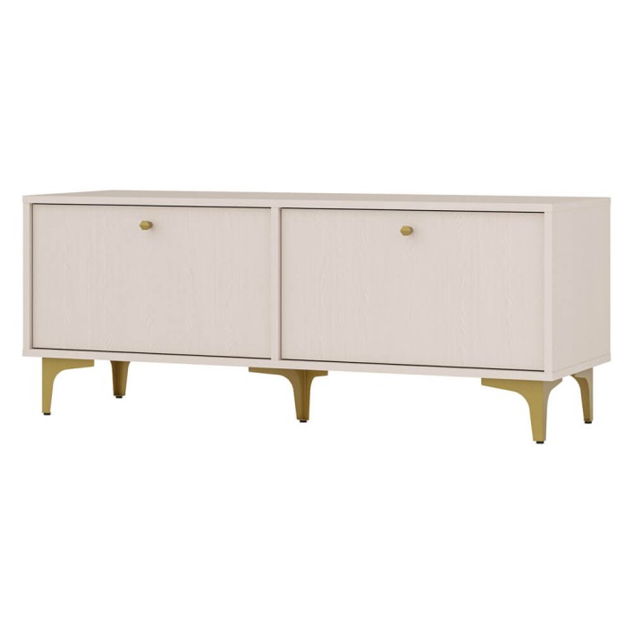 Szafka RTV TOKYO 1 2K Typ 302 Beż piaskowy Złote nogi