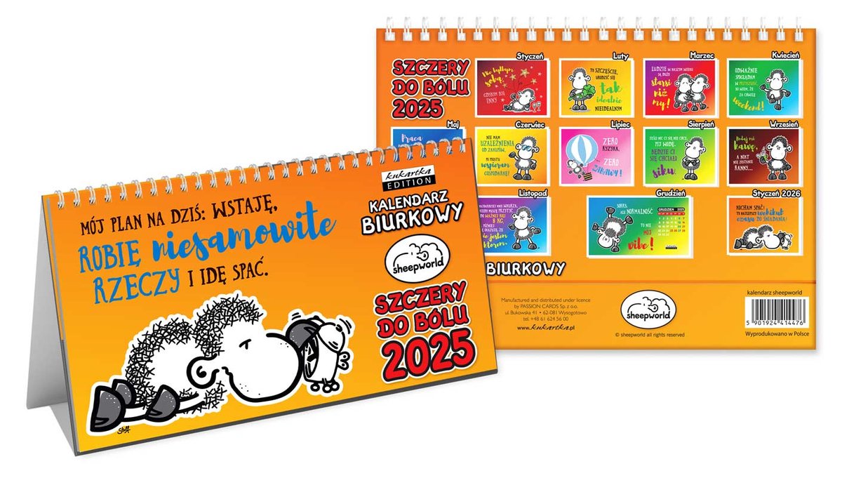 Kalendarz biurkowy 2025, Sheepworld Szczery do bólu