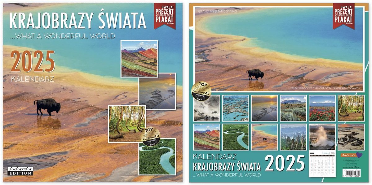 Kalendarz ścienny, 2025, krajobrazy świata
