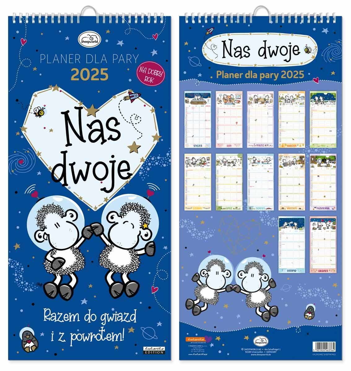 Kalendarz ścienny, 2025, Sheepworld dla pary