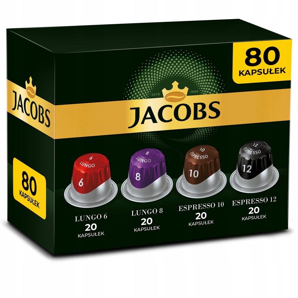 Kapsułki do Nespresso Jacobs - Lungo 6 i 8, Espresso 10 i 12 - 80 szt.