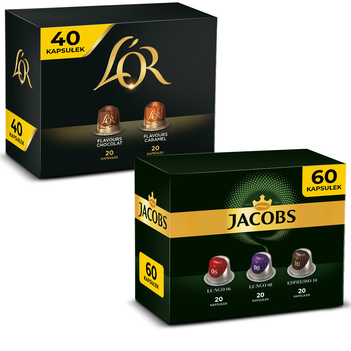 Kapsułki do Nespresso Jacobs Espresso 6, 8 i 10, chocolat i caramel 100 szt