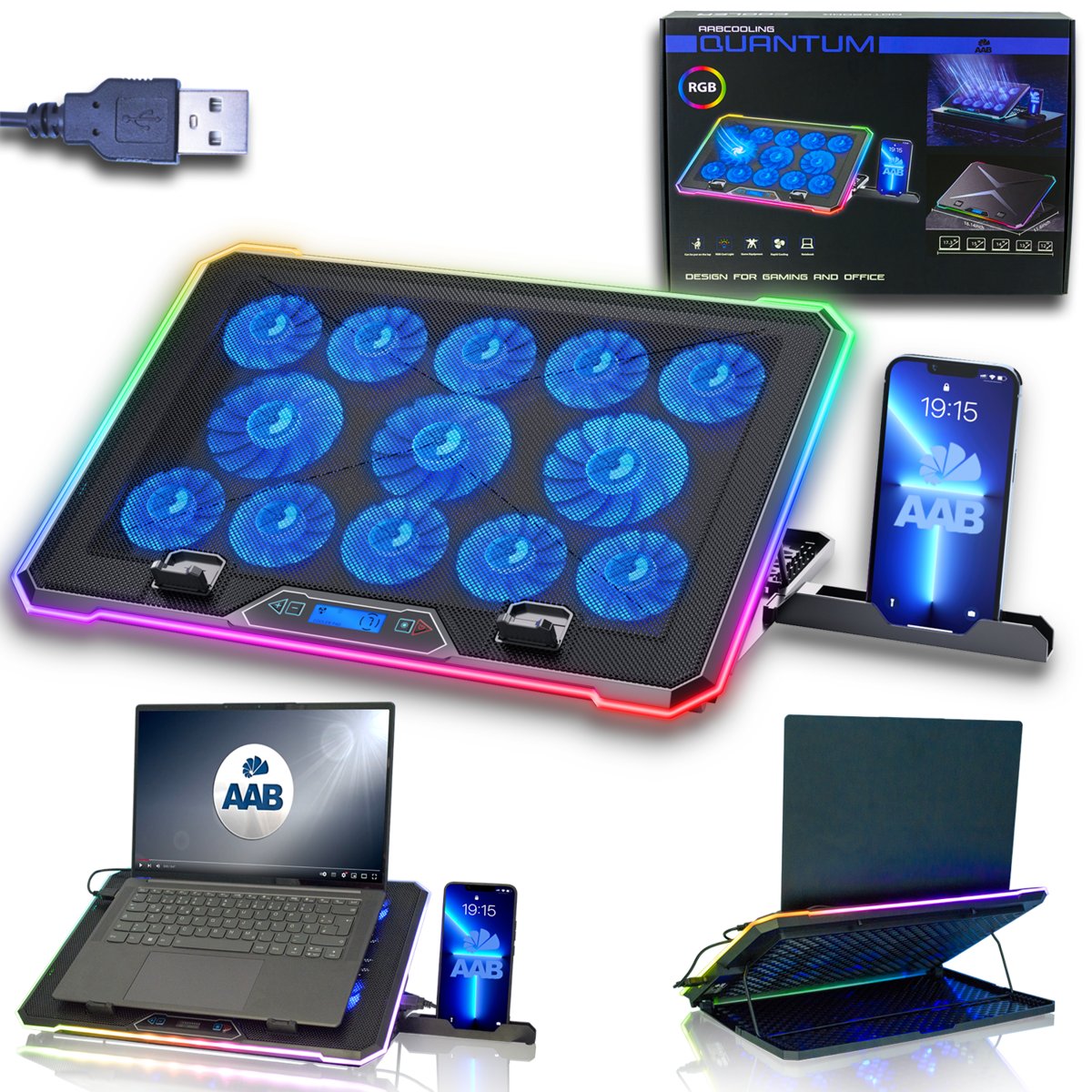 AABCOOLING QUANTUM CICHA PODSTAWKA PODKŁADKA CHŁODZĄCA DO LAPTOPA NOTEBOOK 10-17,3 CALA
