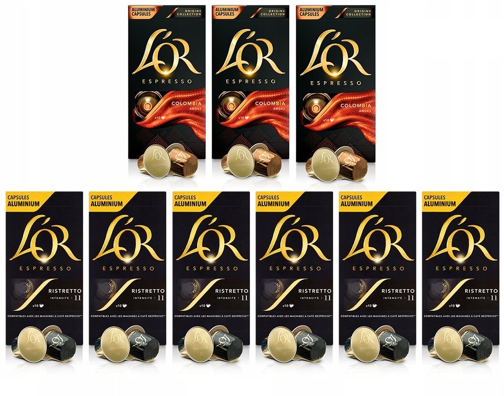 Kapsułki do Nespresso L'OR Colombia 3x10 szt. Ristretto 6x10 szt. - 90 szt.