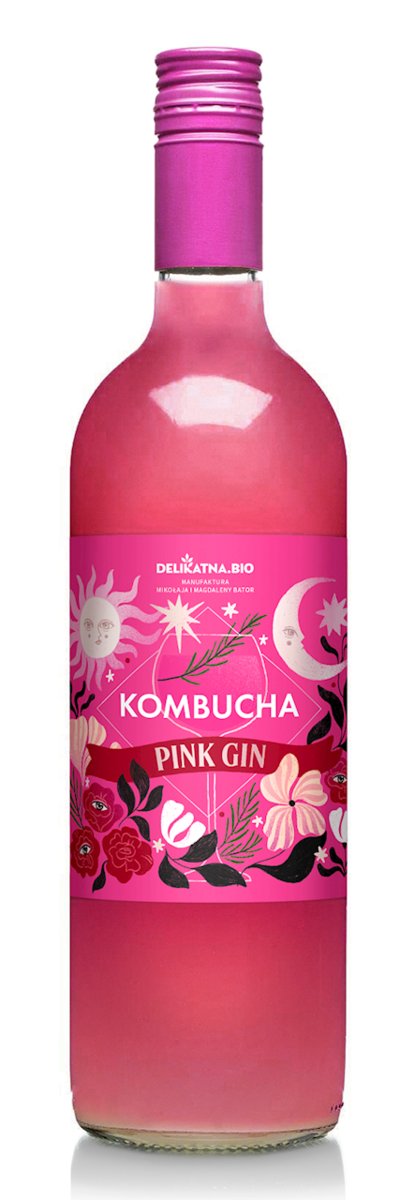 KOMBUCHA PINK GIN 700 ml - DELIKATNA (ZAKWASOWNIA)