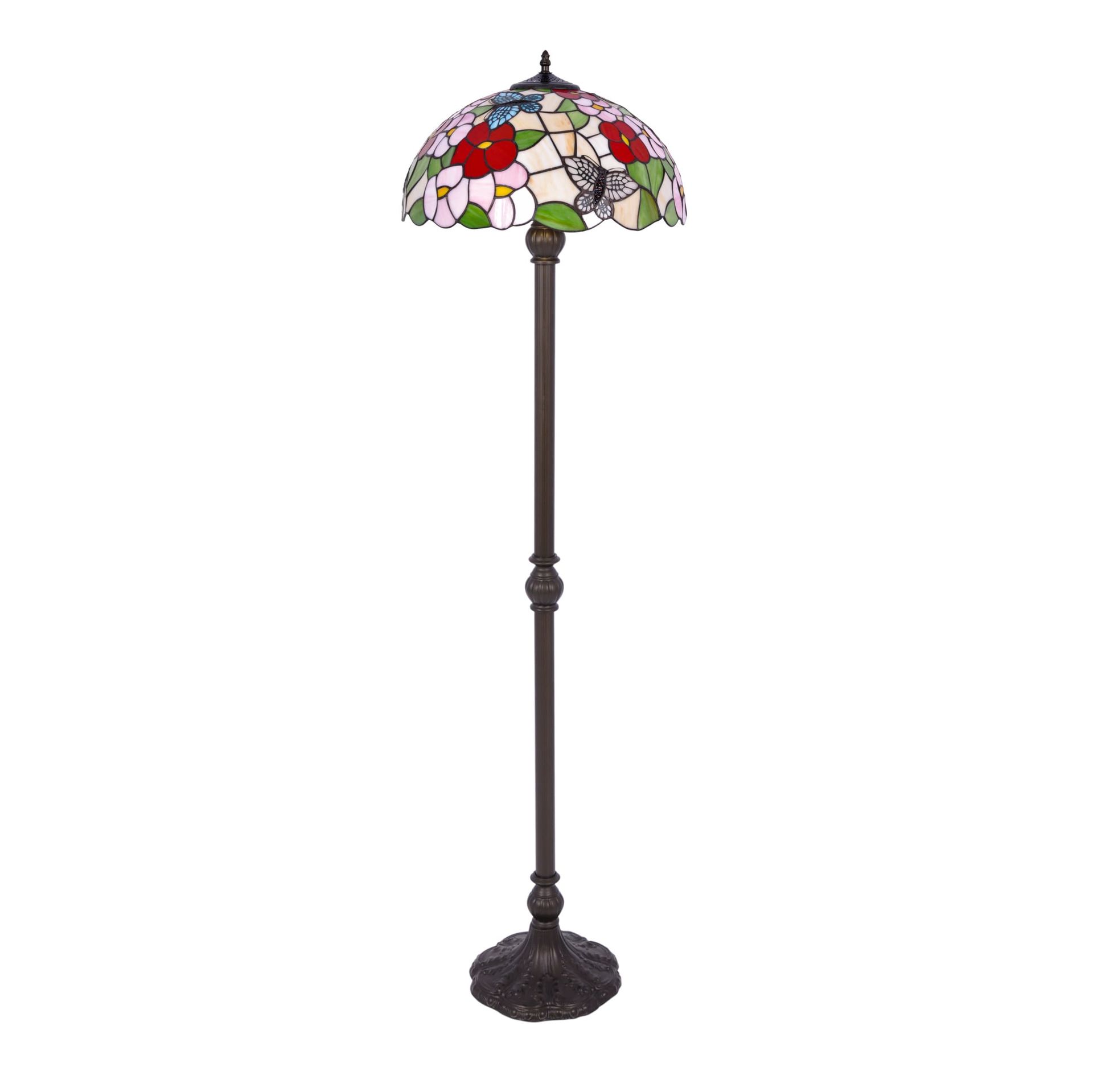 Wielobarwna lampa podłogowa, witraż K-F161386 z serii BUTTERFLY