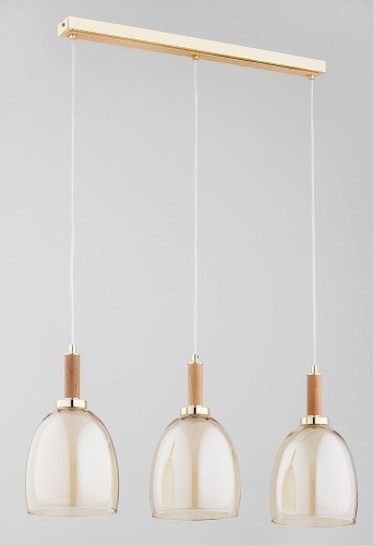 Lissy lampa wisząca 3xE27 złota/drewno 62489