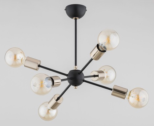 Timos lampa wisząca 6-punktowa czarna/złota 63290