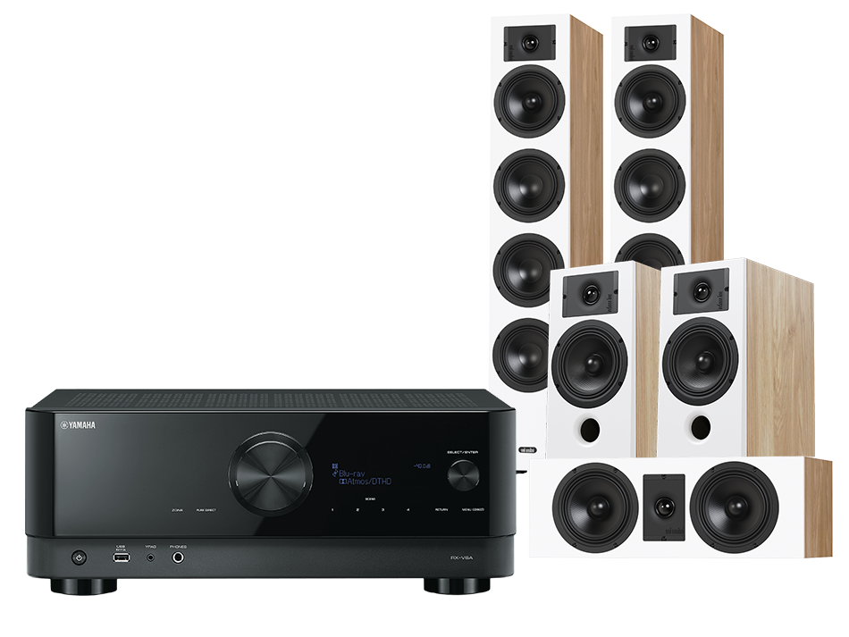 Yamaha RX-V6A (czarny) + Diva 6 + 3 + 7 (dąb)