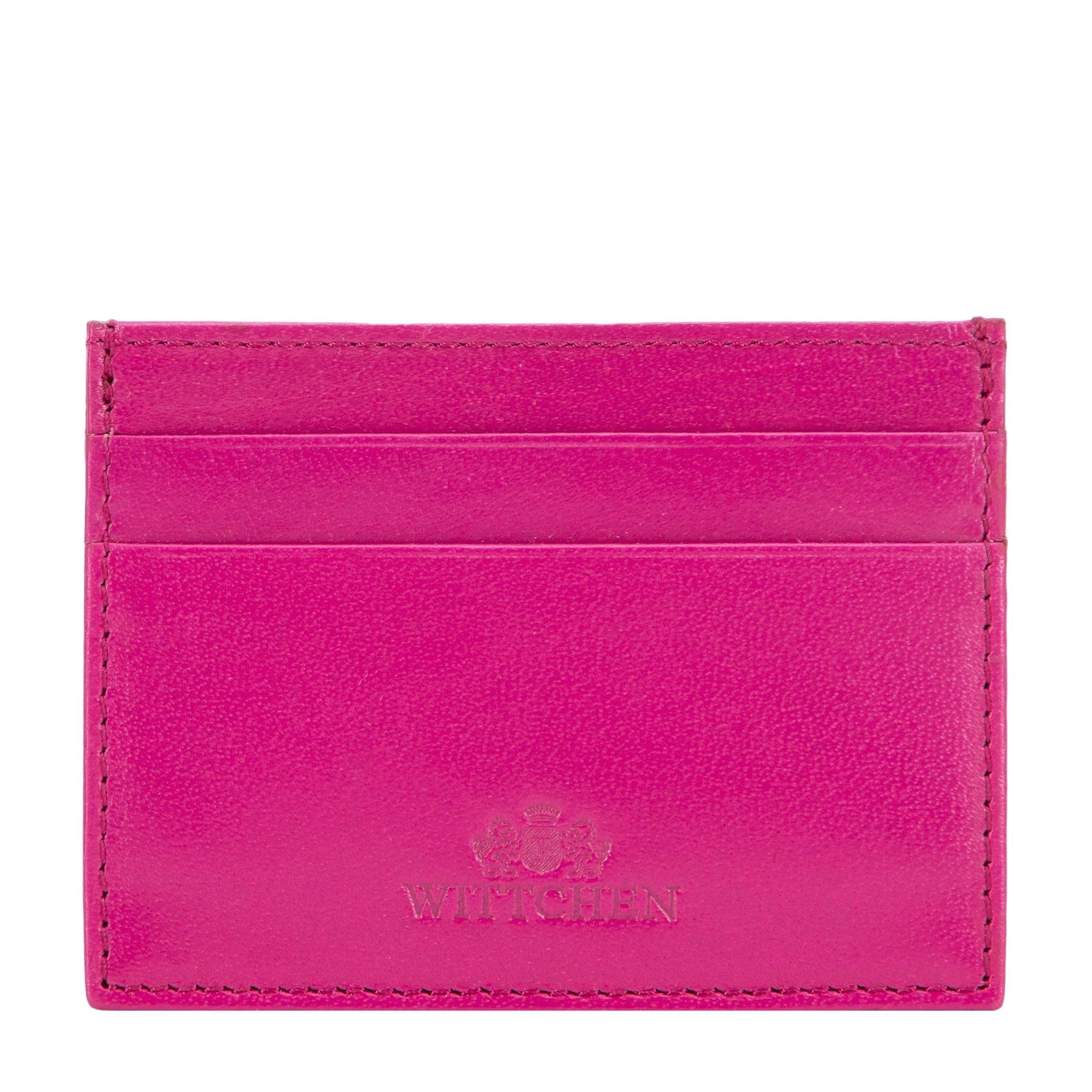 Etui na karty kredytowe z gładkiej skóry fuksja